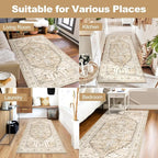 Yamaziot Washable Runner Rug, 3x6 Non-Slip Boho Vintage Hallway Kitchen Rug | - Image 7