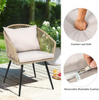 YITAHOME 3-Piece Wicker Small Patio Balcony Chair Set, Outdoor Rattan - Image 4