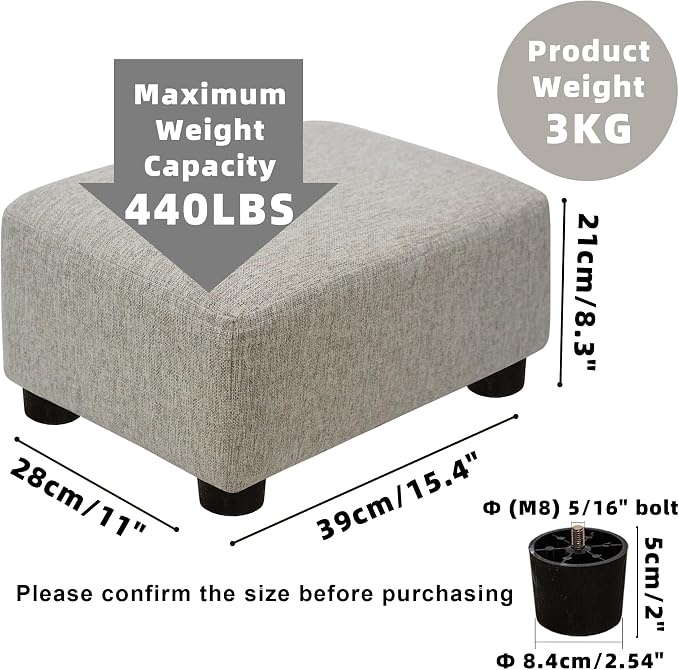 CAROLMADE Small Foot Stool Ottoman Footstool - Image 3