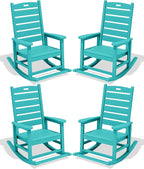 SERWALL Outdoor Rocking Chair Set of 4, Oversized HDPE Patio Rocking Chair by SERWALL