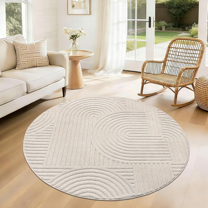 Pauwer 4ft Area Rugs for Living Room, Modern Non Slip Washable Rug, Soft Fluffy by Pauwer