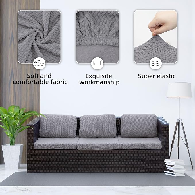 8PCS Patio Cushion Covers.Patio Furniture Couch SeatSlipcovers | Washable - Image 3