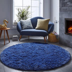 Navy Blue Round Area Rugs 5ft, Soft Bedroom Circle Rug Floor Mat by ONASAR