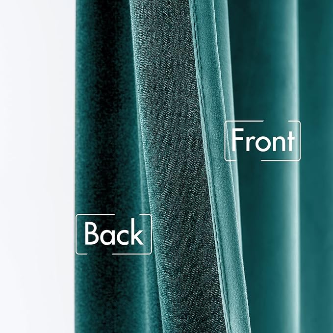 MIULEE Teal Velvet Curtains 52x84 inches 2 Panels Luxury Blackout Curtains | - Image 6
