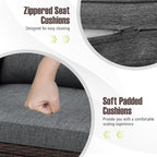 COSTWAY 3PCS Patio Furniture Set, PE Rattan Wicker Sofa w/Washable Cushion and - Image 8