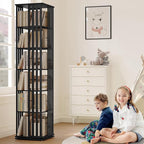 YOWOS Rotating Bookshelf Tower, 360° Display Spinning Bookcase, Bamboo - Image 7