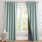 NICETOWN Seafoam Green 100% Blackout Back Tab Curtains 84" Long 2 Panels - Image 2