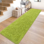 2x10 Bedside Area Rugs for Bedroom Soft Fluffy Shag Green Rug for Hallway by JiaoBaba