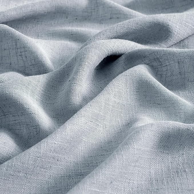 MIULEE Chambray Blue Linen Curtains 52x90 Inch Long - Image 4