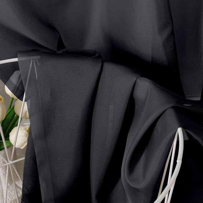 Black Sheer Curtains 84 Inches Long 2 Panel Sets, Solid Color Lightweight Voile - Image 5