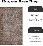 3x5 Brown Blue Vintage Floral Washable Area Rug - Image 2
