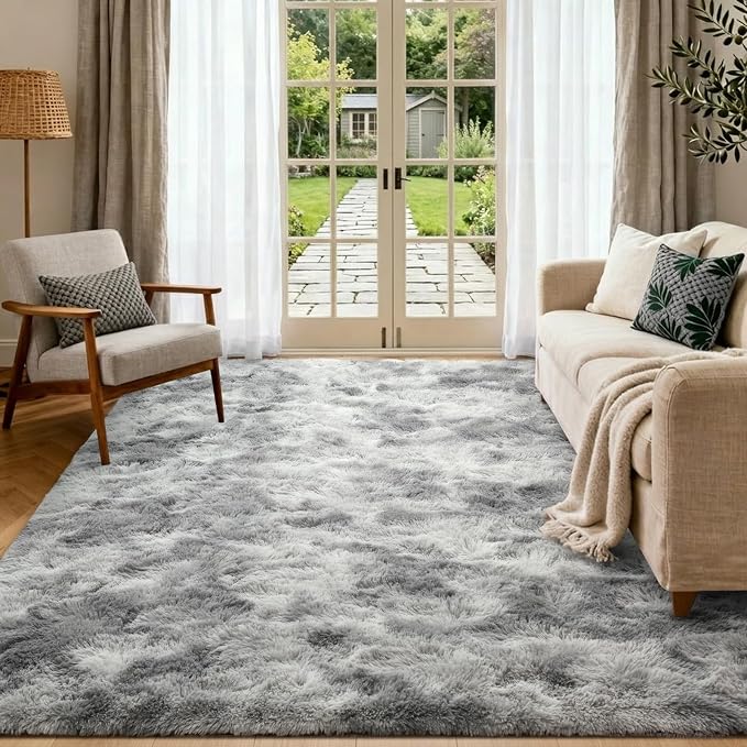 4x6 Ft Shag Rugs for Bedroom Living Room, Tie-Dyed Ultra Soft Fluffy Furry Area by Cuzwlovita