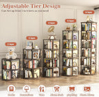 Aheaplus 6 Tier Rotating Bookshelf Tower, Revolving Bookcase, 360° Round - Image 5