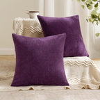 MIULEE Plum Purple Chenille Couch Throw Pillow Covers, 20x20 | Set of 2 - Image 4