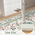 PLHXFR Area Rug 9x12 Living Room: Floral Washable Boho Carpet Green Beige | - Image 9