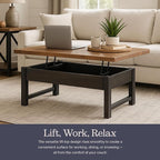 Alaterre Furniture Pomona Living Room 42 Inch Lift Top Solid Wood Coffee Table - Image 4