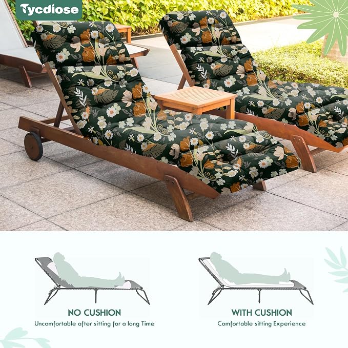 Outdoor Chaise Lounge Chair Cushion Set of 4, Waterproof 74.4 x 22 x 4.7 Inches - Image 6