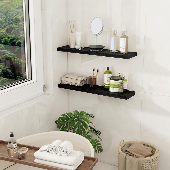Fun Memories Floating Shelves for Wall, 27.5" Rustic Wood Deep Wall Mounted - Image 7