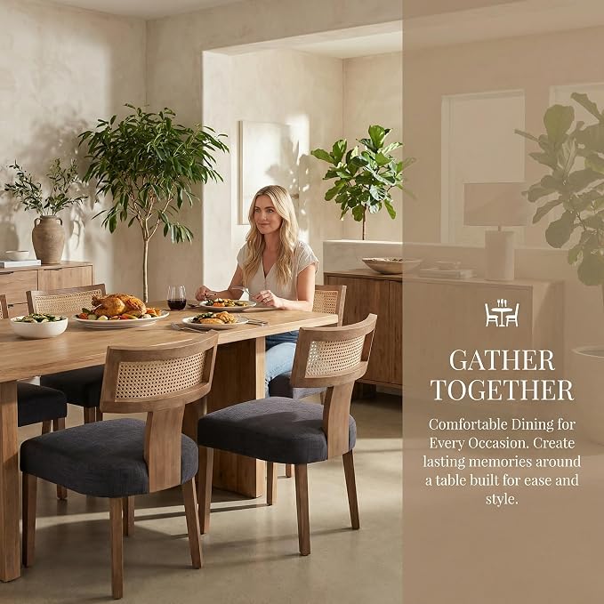VESCASA Linen Upholstered Dining Chairs - Image 2