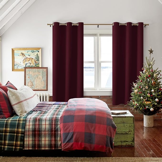 Blackout Curtains for Bedroom 42 x 72 Inches Long Burgundy 2 Panels | Thermal - Image 6