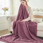 BEDELITE 3D Ribbed Jacquard Plum Fleece Twin Blanket - Image 6