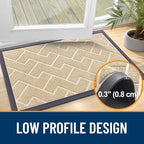 OLANLY Front Door Mat Outside 47x23, All-Season Absorbent Rubber Doormat | Beige - Image 4