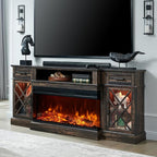OKD 3-Sided Glass Farmhouse Fireplace TV Stand by OKD