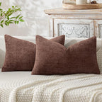 MIULEE Dercorative Lumbar Throw Pillow Covers 12x20 Red Brown 2 Pack | Modern by MIULEE