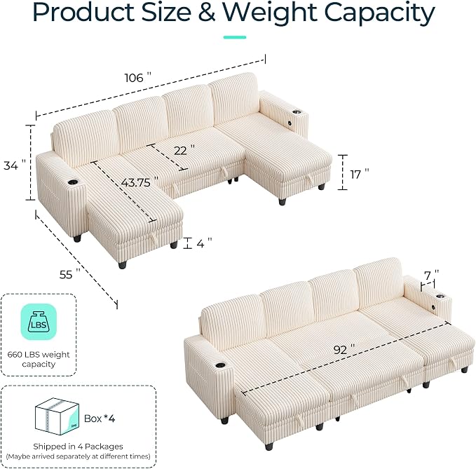 LINSY HOME Sectional Sleeper Sofa - Image 2