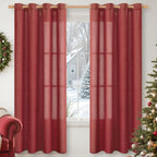 YoungsTex Burgundy Red Linen Curtains 72 Inch Length by YoungsTex