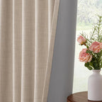 INOVADAY Linen Textured 100% Blackout Sliding Door Curtains 102x90 Oatmeal | 1 - Image 6