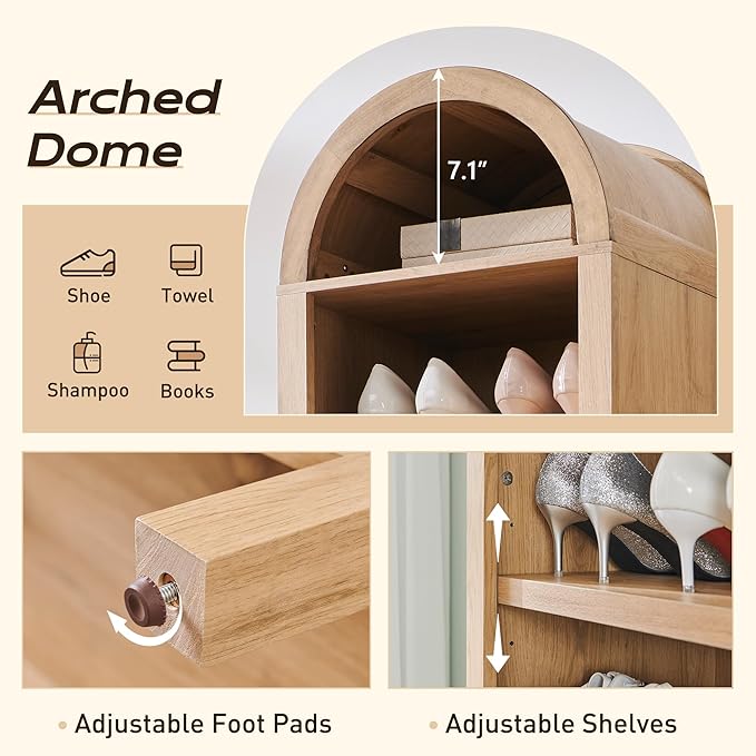 IFGET 71" Tall Arched Bookshelf, 8 Tiers Arch Bookcase - Image 3