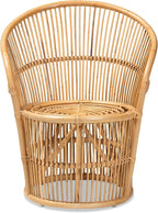 Modern Bohemian Natural Brown Rattan Accent Chair Eclectic Handmade - Image 3