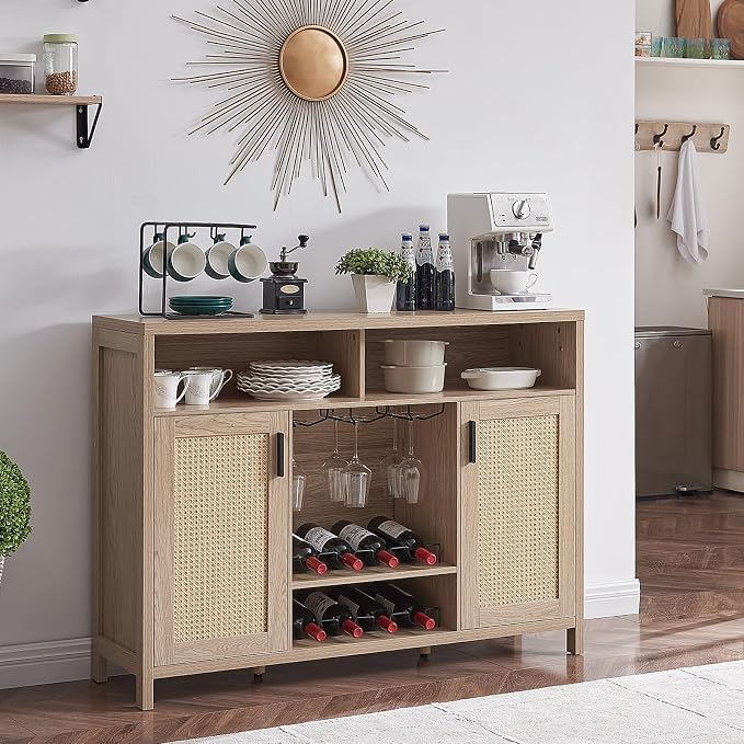 Alaxgumrol Coffee Bar Cabinet, Rattan Buffet Sideboard Cabinets - Image 5