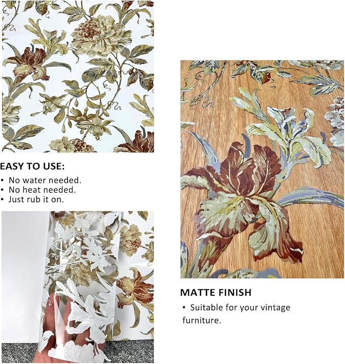 Vintage Floral Rub on Transfers - Image 2