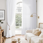 Snow White Linen Curtains 84 Inch Length 2 Panels Set - Image 6