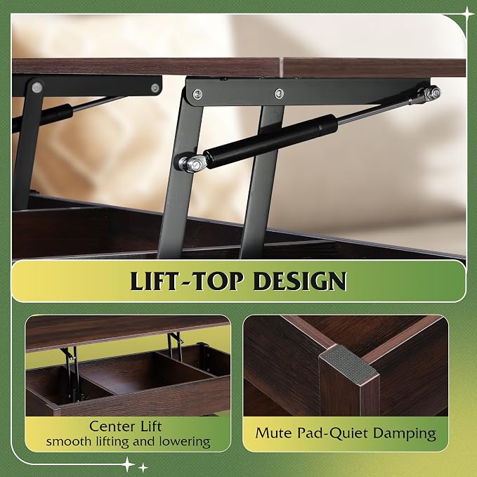 WLIVE Coffee Table, Lift Top Coffee Table - Image 6