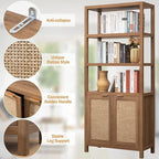 SICOTAS Bookshelf 5 Tier Book Shelf Rattan Boho 71" Tall Bookcase - Image 5