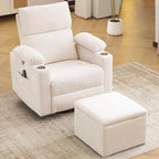 Rocking Chair Nursery with Adjustable Armrests, Electric Glider Recliner by Rhevoy