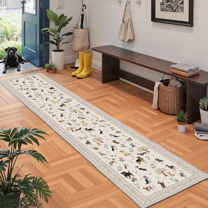 Beige Floral Hallway Runner Rug 2x10 - Image 3