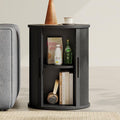 LINSY HOME Round Fluted End Table, Tall Side Table by LINSYHOME