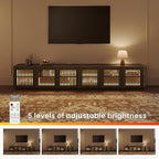 POVISON Mid Century Modern Wood Slatted TV Stand - Image 4