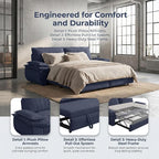 73.2" Sofa Bed Queen, 3-in-1 Pull Out Sofa Bed - Image 5