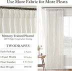 Semi Sheer Linen Blend 86 Inch Pinch Pleated Ivory Cream Curtains 50 by 86 | - Image 5