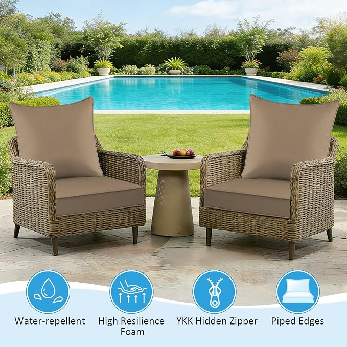 Sunbrella Outdoor Deep Seat & Back Cushion Set, 24 x 24 Inch Water Repellent - Image 4