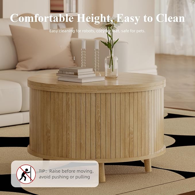 Easyego 31.5" Fluted Round Coffee Table - Image 6