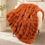 Luxury 1000GSM Rabbit Faux Fur Blanket, Super Warm Cozy Brown Blankets - Image 4