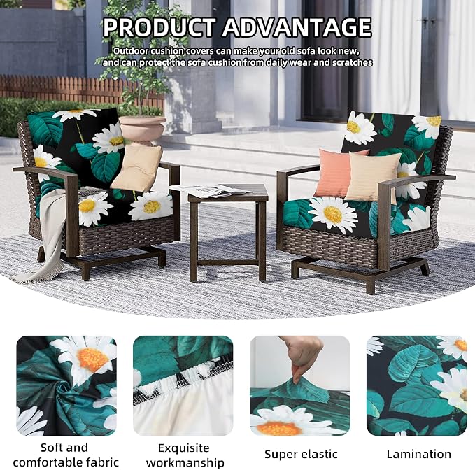 8PCS Patio Cushion Covers.Patio Furniture Couch SeatSlipcovers | Washable - Image 3