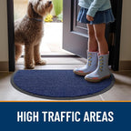 OLANLY Half Circle Front Door Mat 35x30, Waterproof Heavy-Duty Doormat | Blue - Image 7