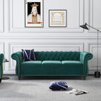 Mid-Century 3 Seater Sofa, Velvet Couch - Image 3